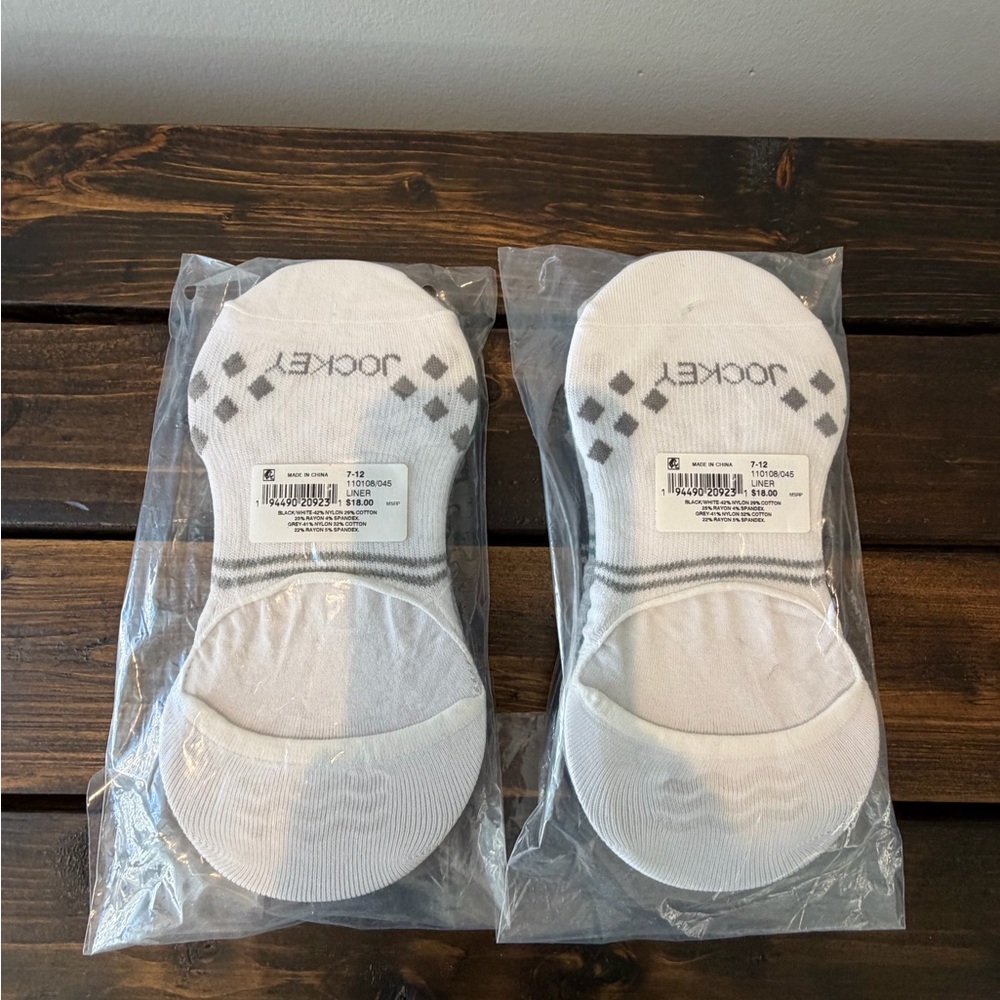 Jockey White No-Show Athletic Socks with Gray Accents - 3 Pack